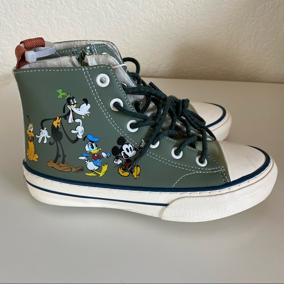 Zara Other - Zara Mickey Mouse Character Green High Top Sneakers